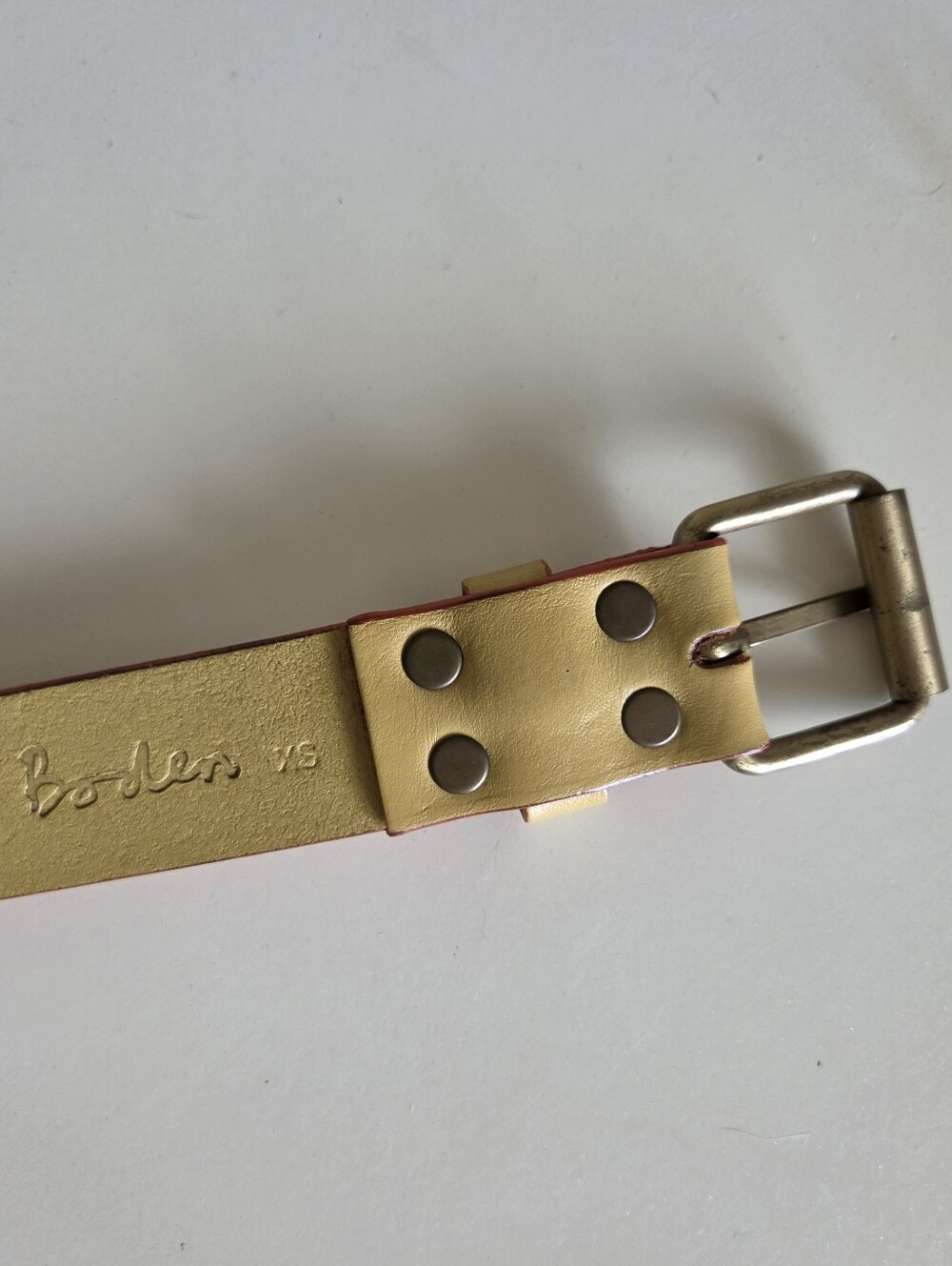 boden women's yellow leather belt xs red edge brass buckle classic casual - Picture 2 of 5